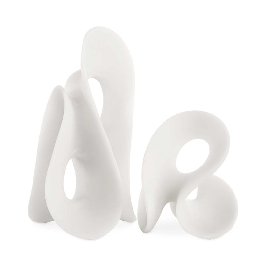 American Home Furniture Uttermost Silent Wave White Sculptures Set of 2