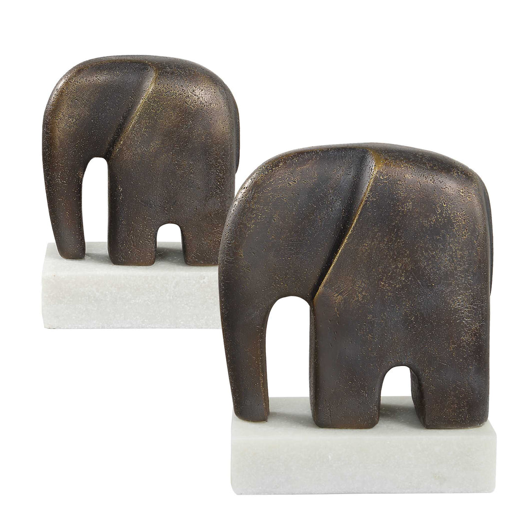 American Home Furniture Uttermost Timeless Tusk Bronze Sculptures Set of 2