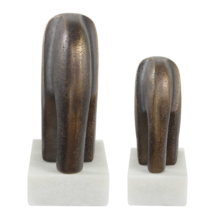 American Home Furniture Uttermost Timeless Tusk Bronze Sculptures Set of 2