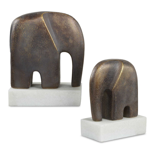 American Home Furniture Uttermost Timeless Tusk Bronze Sculptures Set of 2