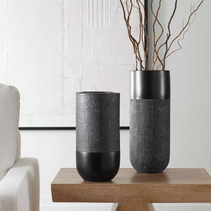 American Home Furniture Uttermost Woven Shadow Vases Set of 2