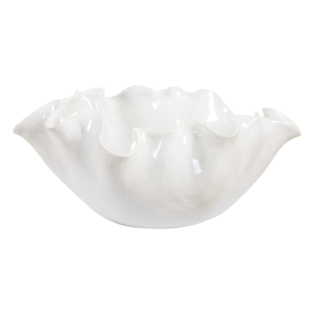 American Home Furniture Uttermost Ruffle White Bloom Bowl