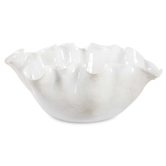American Home Furniture Uttermost Ruffle White Bloom Bowl