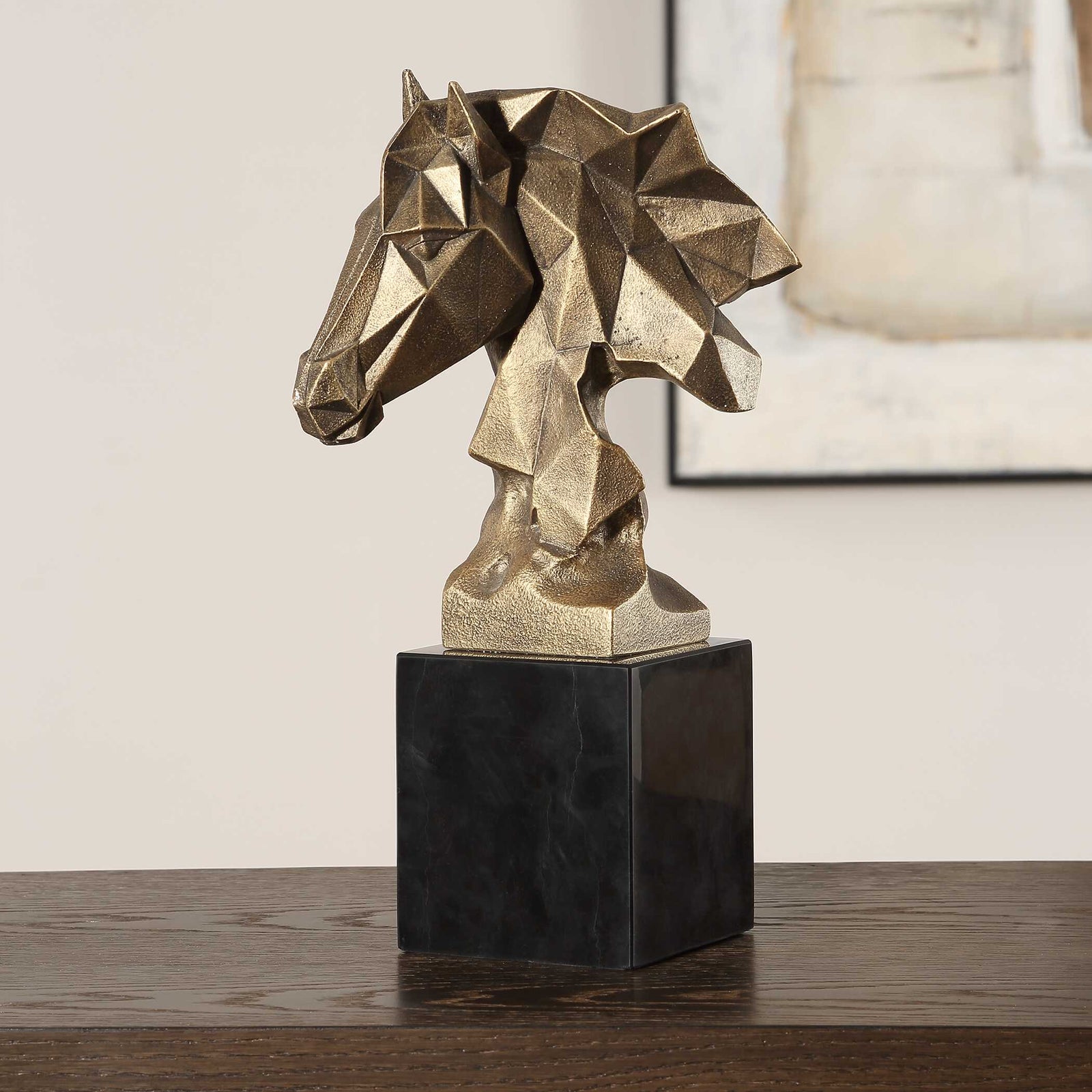 American Home Furniture Uttermost Chiseled Horse Bust Sculpture