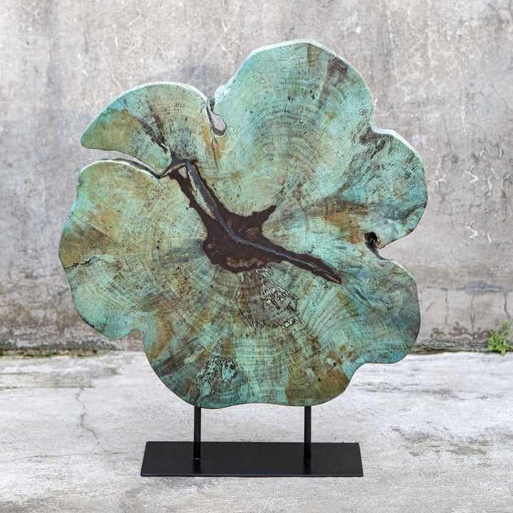 American Home Furniture Uttermost Bahati Wood Blue Sculpture