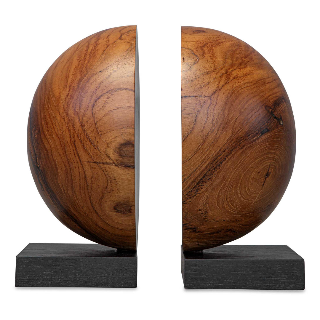 Teak And Noir Bookends - Set of 2 - AmericanHomeFurniture