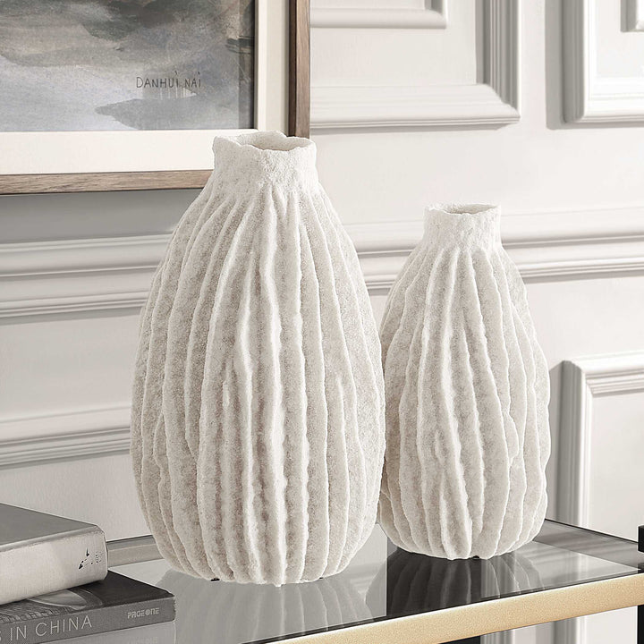 American Home Furniture Uttermost Ivory Ridge Vases Set of 2