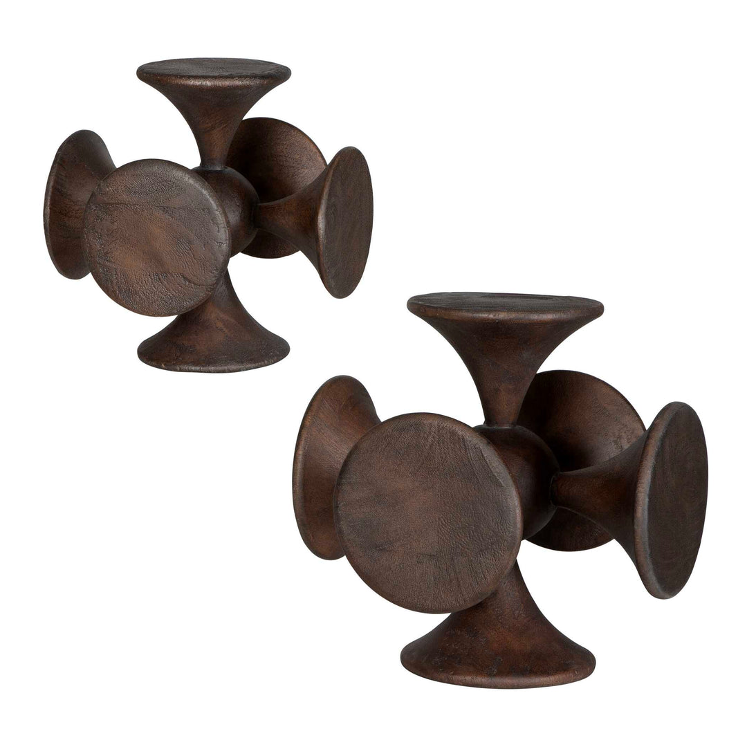 American Home Furniture Uttermost Balanced Harmony Dark Wooden Sculptures Set of 2
