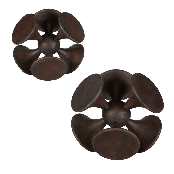American Home Furniture Uttermost Balanced Harmony Dark Wooden Sculptures Set of 2