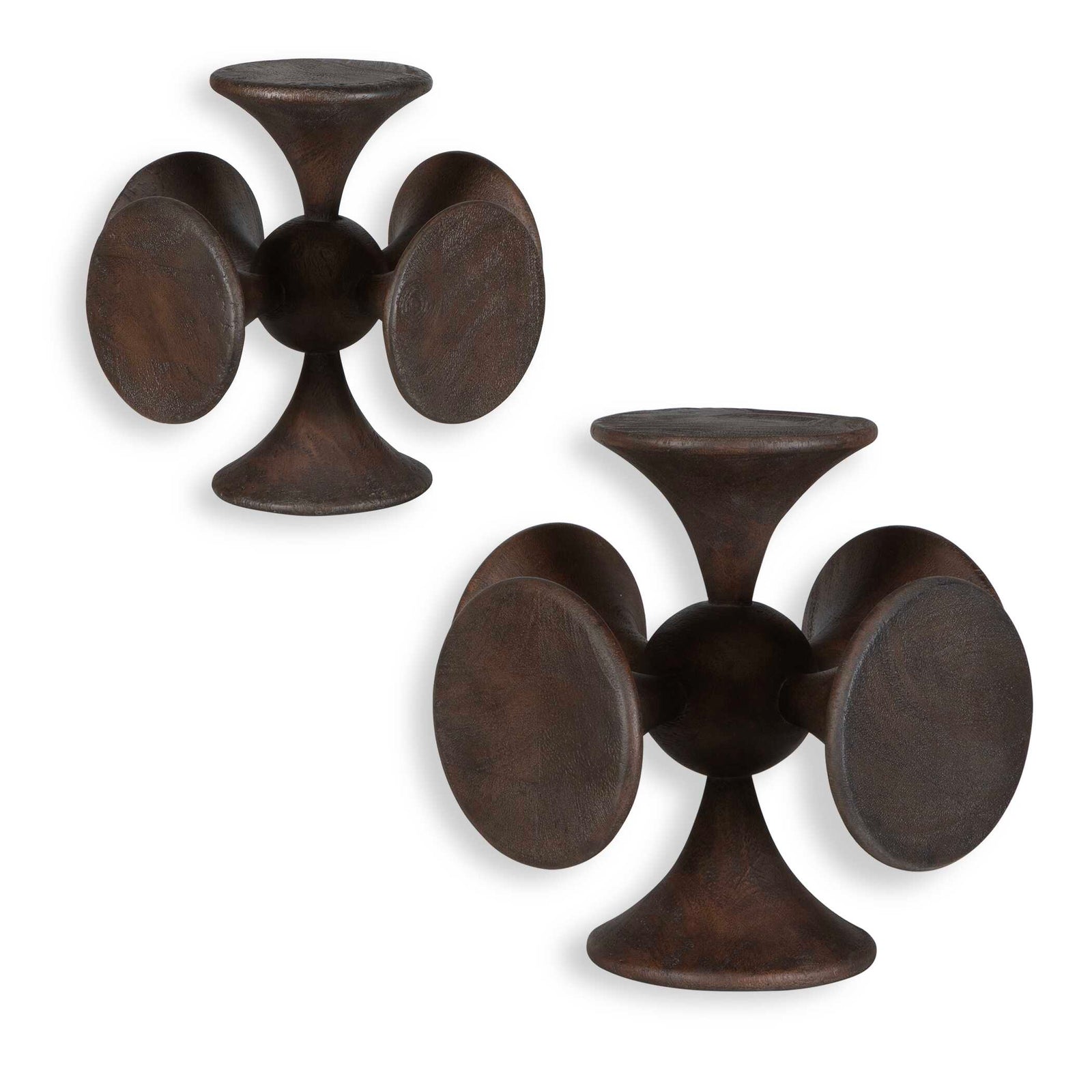 American Home Furniture Uttermost Balanced Harmony Dark Wooden Sculptures Set of 2