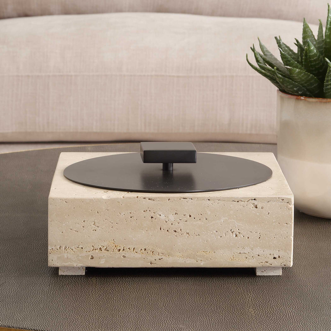 American Home Furniture Uttermost Natural Luxe Travertine Box