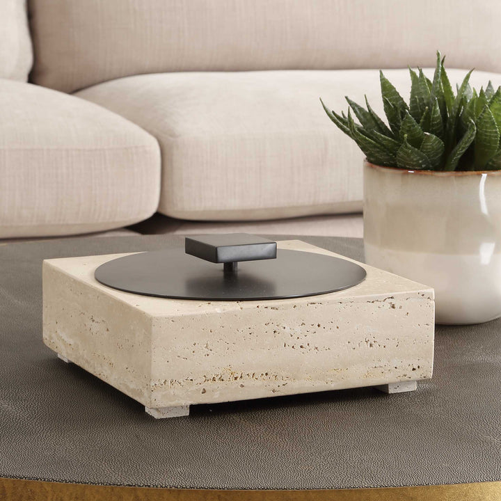 American Home Furniture Uttermost Natural Luxe Travertine Box