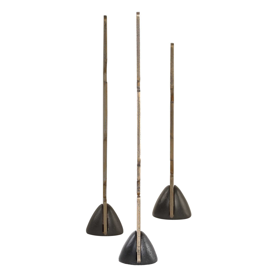 American Home Furniture Uttermost Geometric Echoes Bronze Sculptures Set of 3