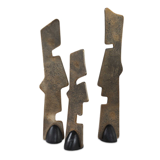 American Home Furniture Uttermost Geometric Echoes Bronze Sculptures Set of 3