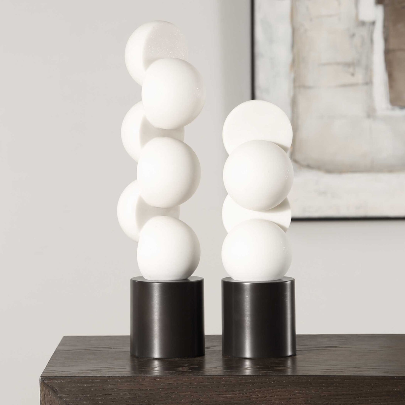 American Home Furniture Uttermost Symmetry White Sculptures Set of 2