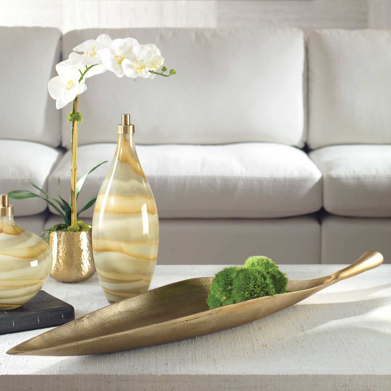 American Home Furniture Uttermost Botanica Aged Brass Bowl