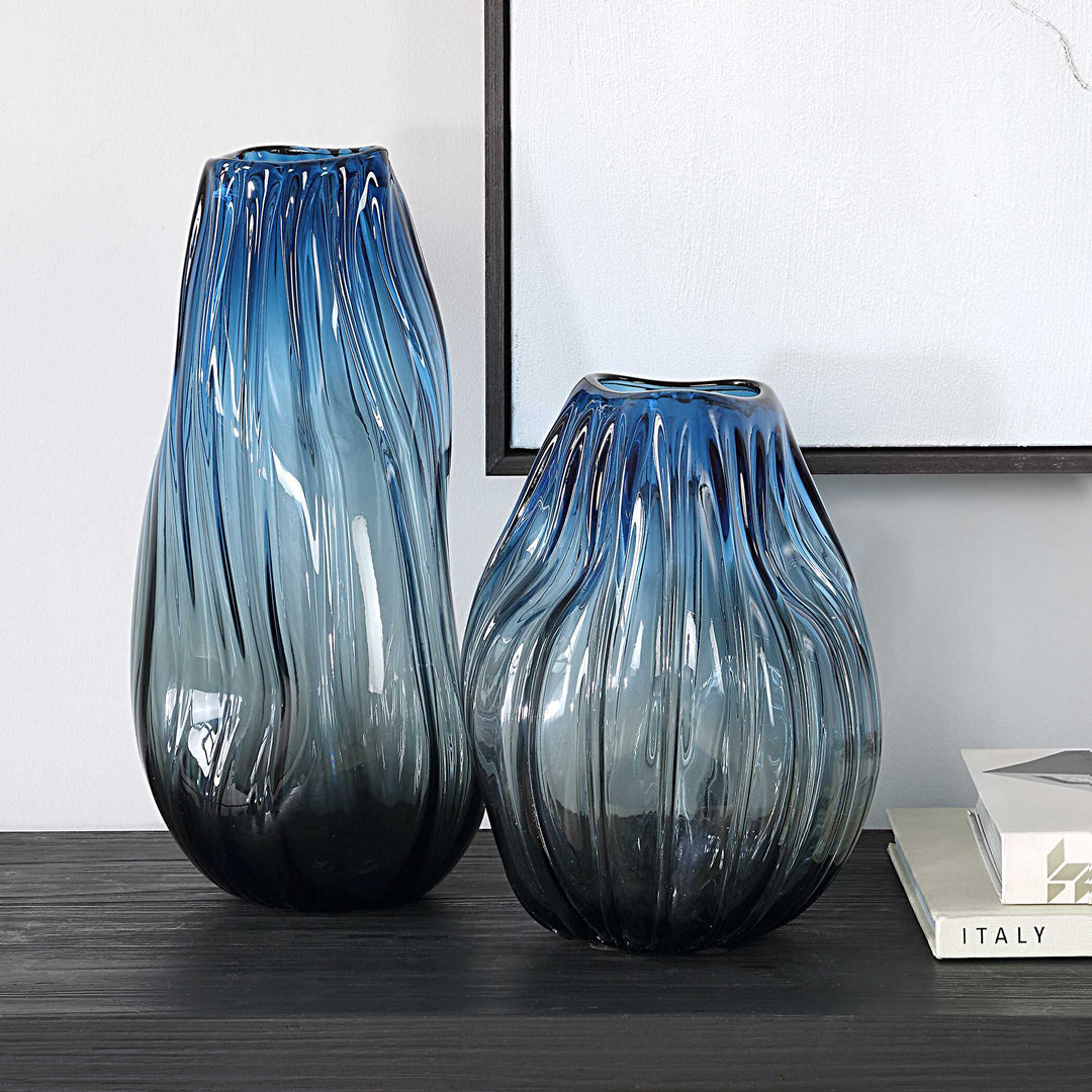 American Home Furniture Uttermost Midnight Horizon Vases Set of 2