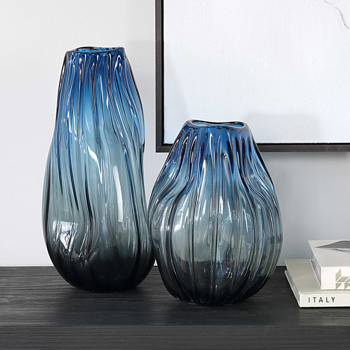 American Home Furniture Uttermost Midnight Horizon Vases Set of 2