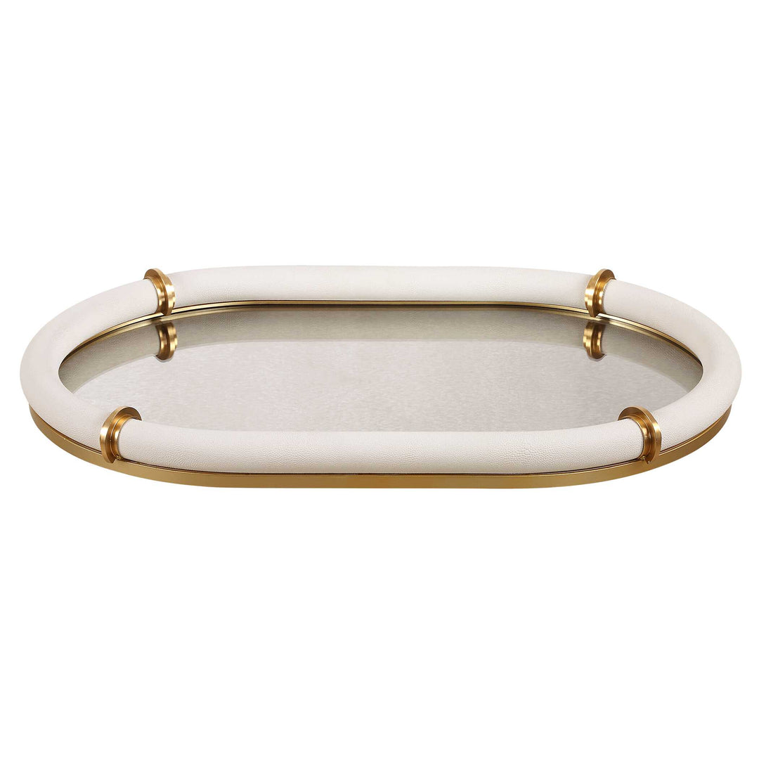 American Home Furniture Uttermost Cyprus Leather Oval Tray