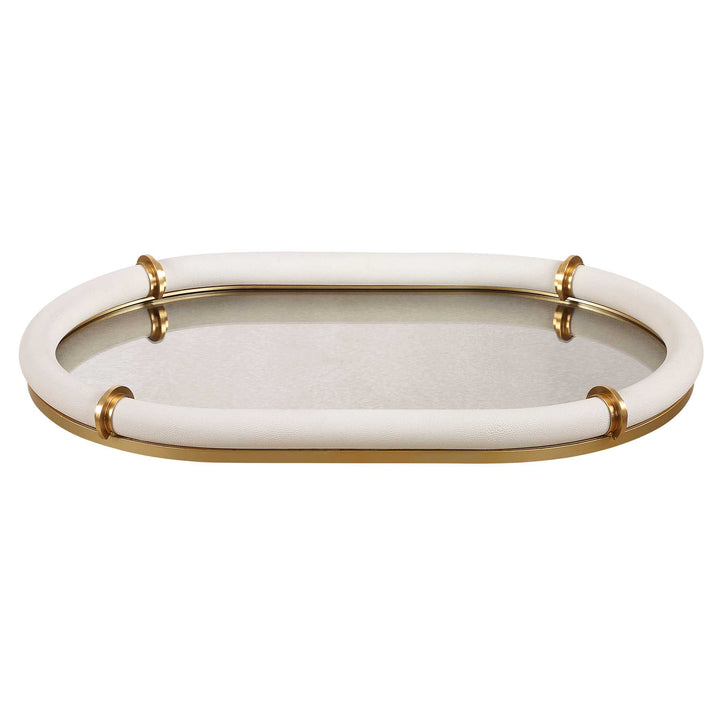 American Home Furniture Uttermost Cyprus Leather Oval Tray
