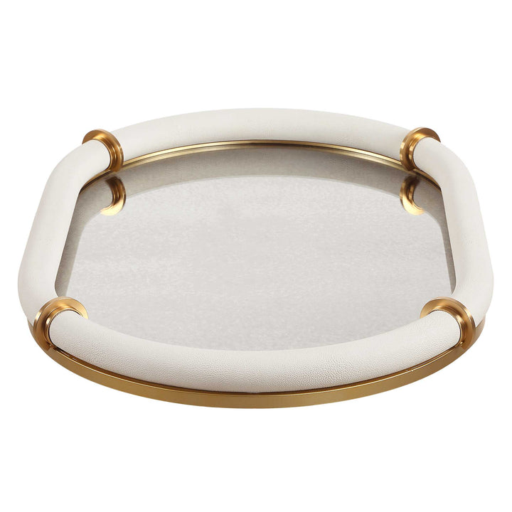 American Home Furniture Uttermost Cyprus Leather Oval Tray