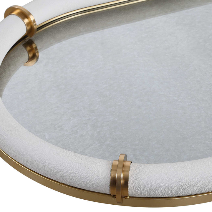 American Home Furniture Uttermost Cyprus Leather Oval Tray