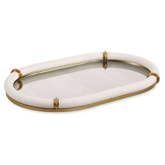 American Home Furniture Uttermost Cyprus Leather Oval Tray