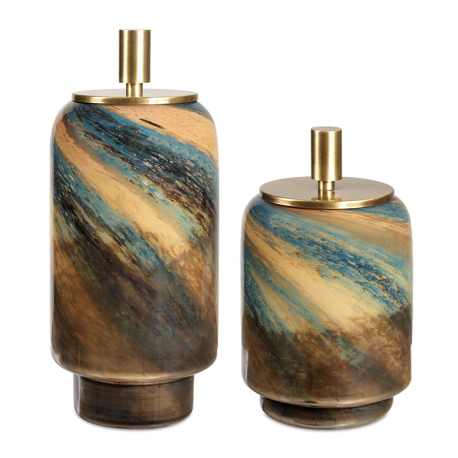 American Home Furniture Uttermost Celestial Tide Glass Containers Set of 2