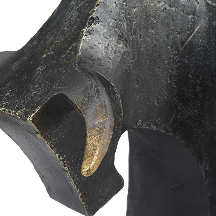 American Home Furniture Uttermost Regal Bull Bronze Sculptures Set of 2