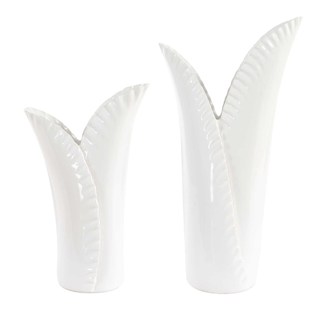American Home Furniture Uttermost Leafscape White Vases Set of 2