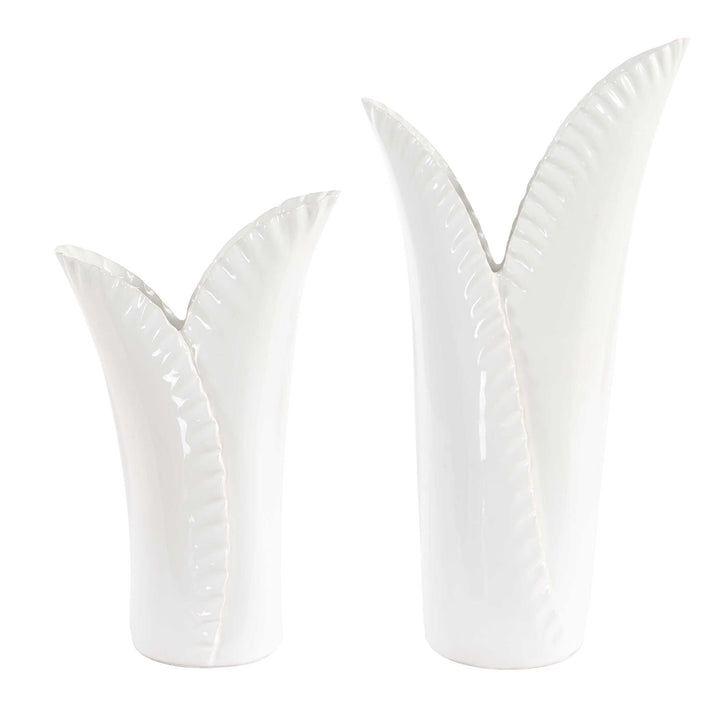 American Home Furniture Uttermost Leafscape White Vases Set of 2