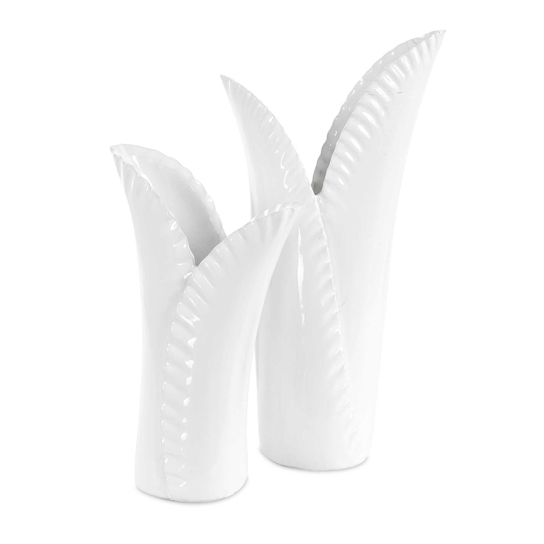 Leafscape White Vases - Set of 2 - AmericanHomeFurniture
