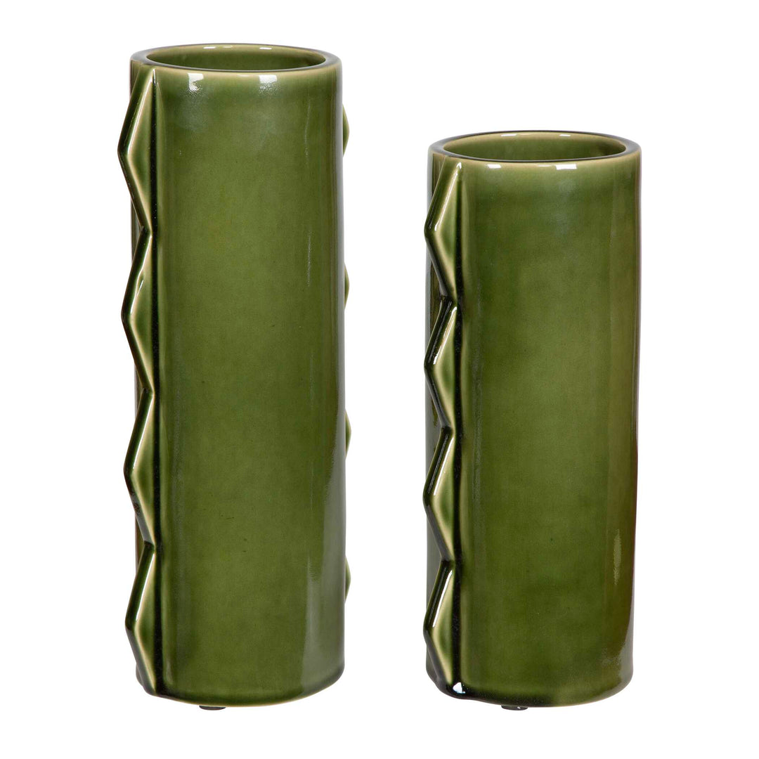 American Home Furniture Uttermost Meander Green Vases Set of 2