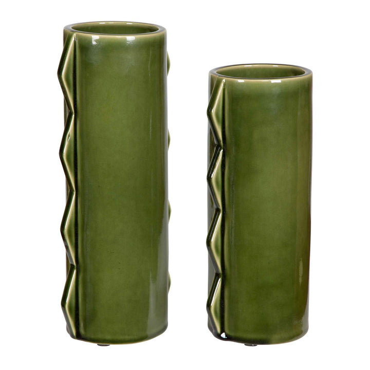 American Home Furniture Uttermost Meander Green Vases Set of 2