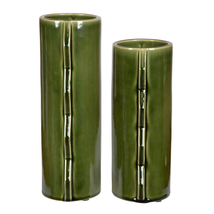 American Home Furniture Uttermost Meander Green Vases Set of 2
