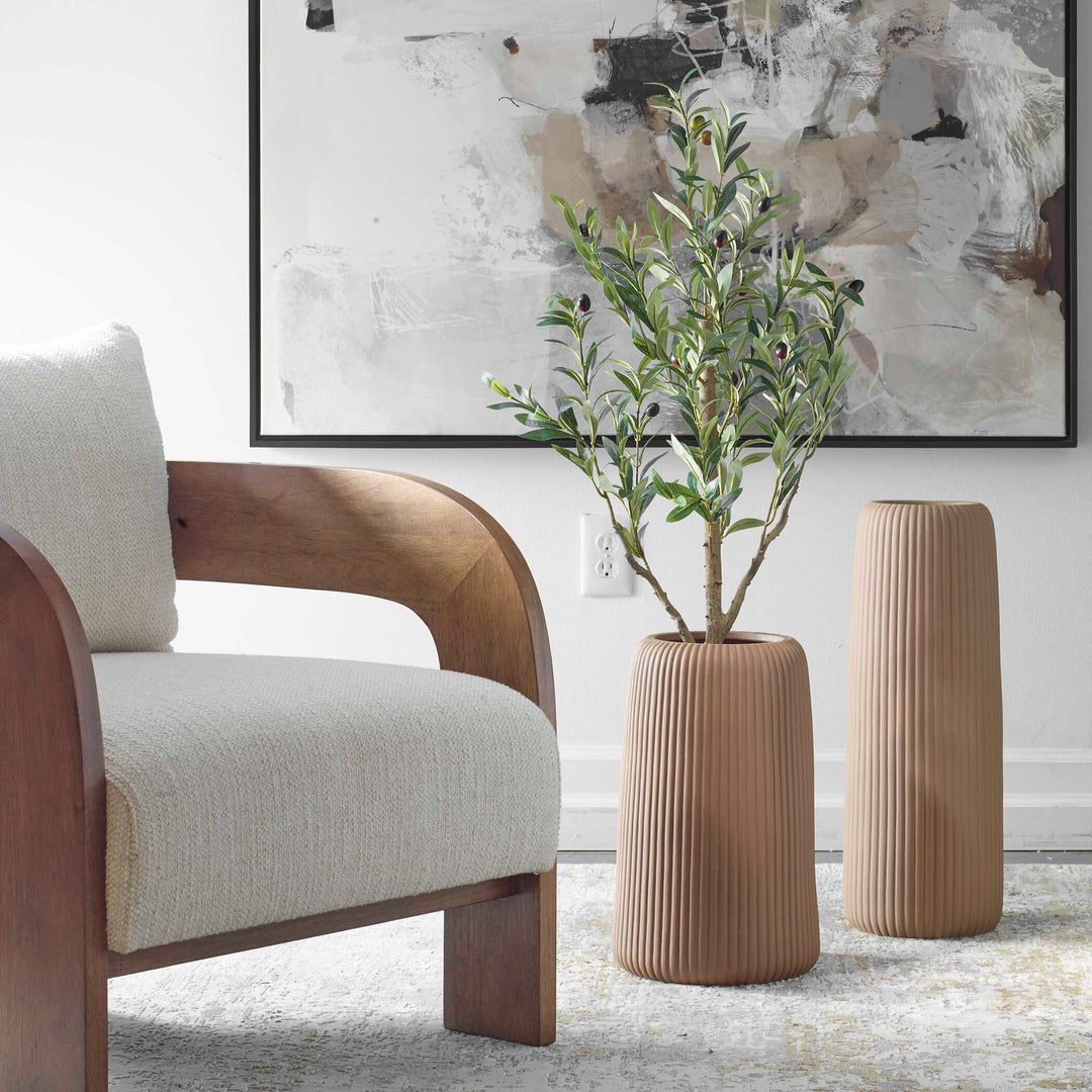 American Home Furniture Uttermost Ridge Light Brown Vases Set of 2
