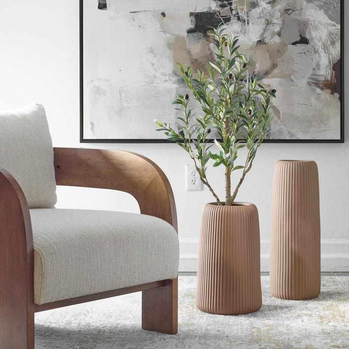 American Home Furniture Uttermost Ridge Light Brown Vases Set of 2
