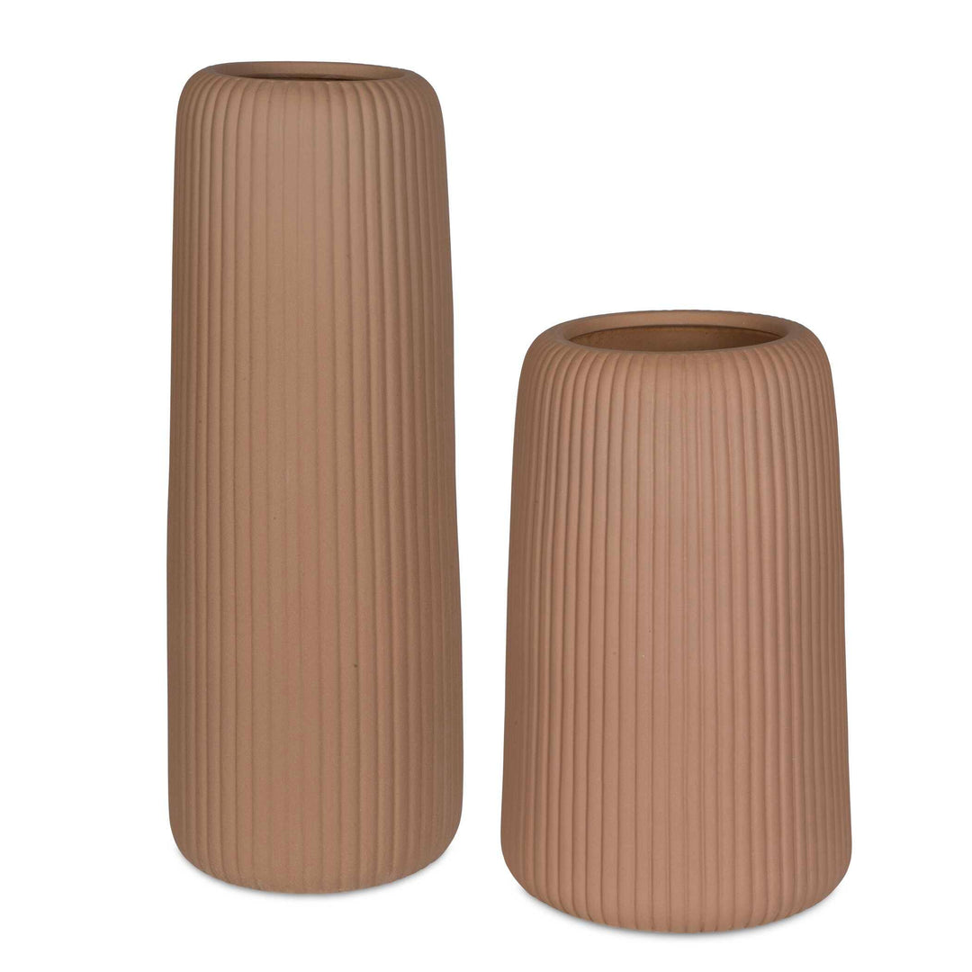 Ridge Light Brown Vases - Set of 2 - AmericanHomeFurniture