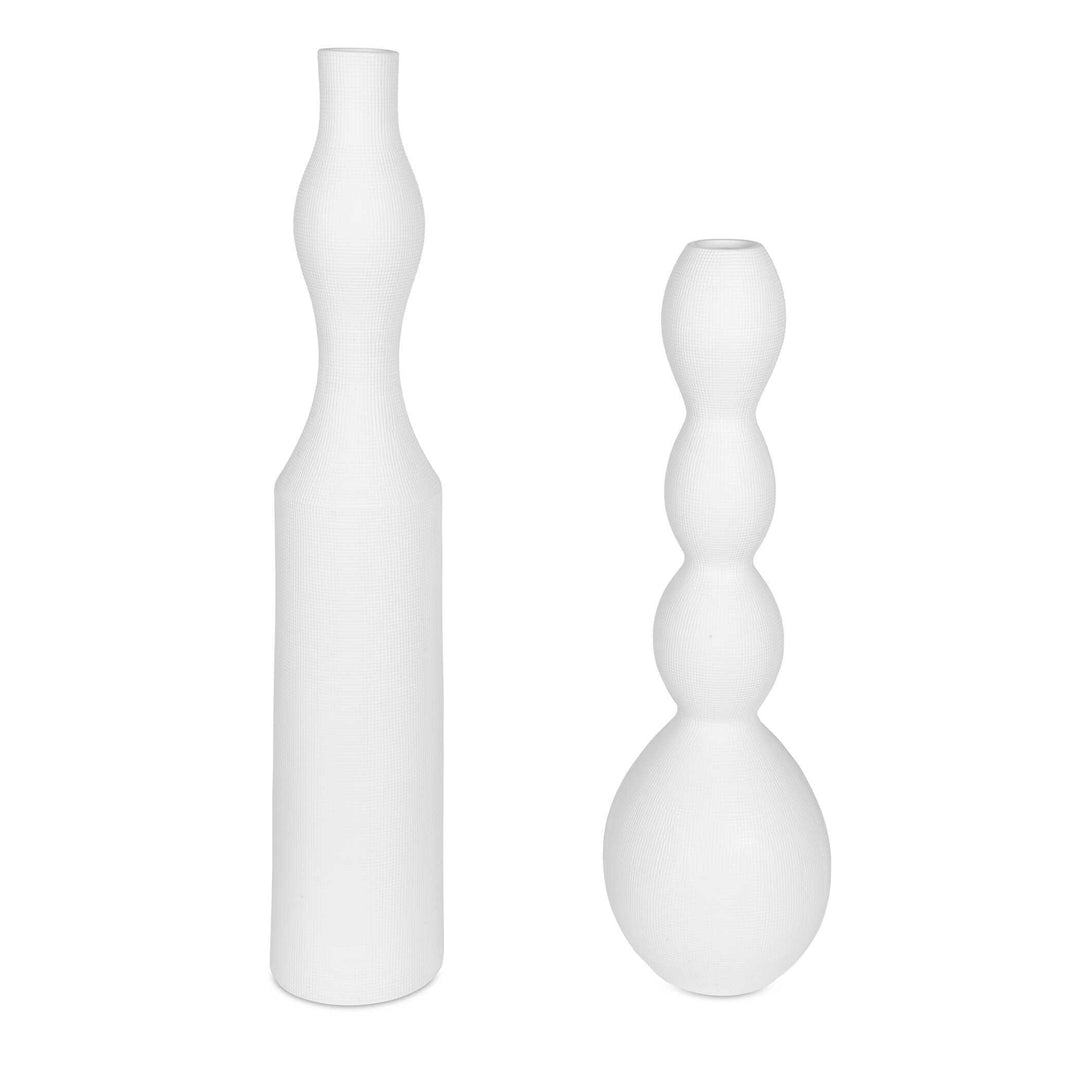 Forma White Ceramic Vases Large - Set of 2 - AmericanHomeFurniture