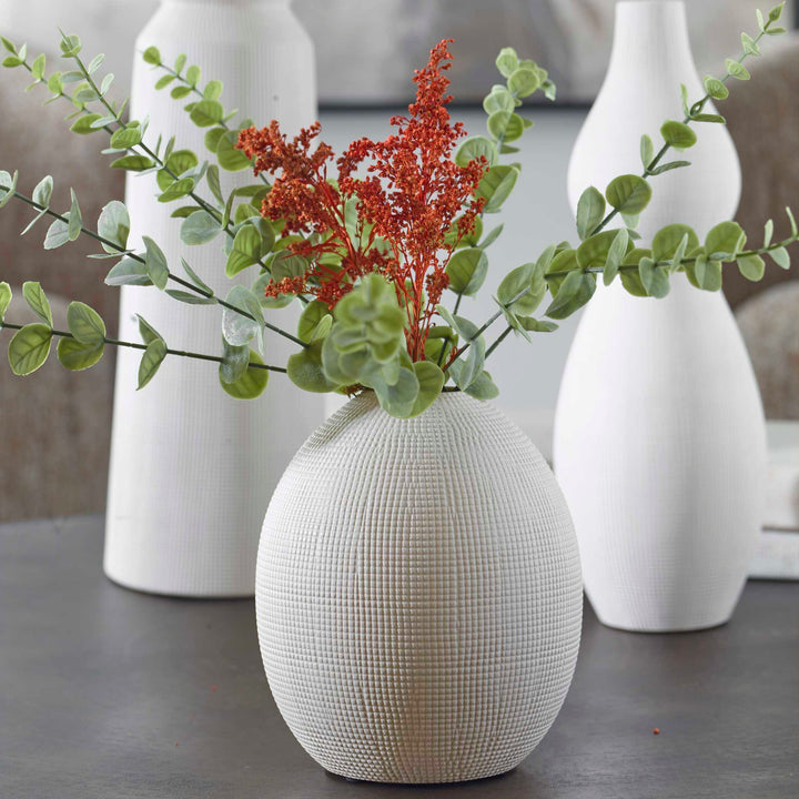American Home Furniture Uttermost Forma White Ceramic Vases Set of 3