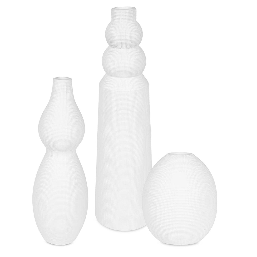 Forma White Ceramic Vases - Set of 3 - AmericanHomeFurniture