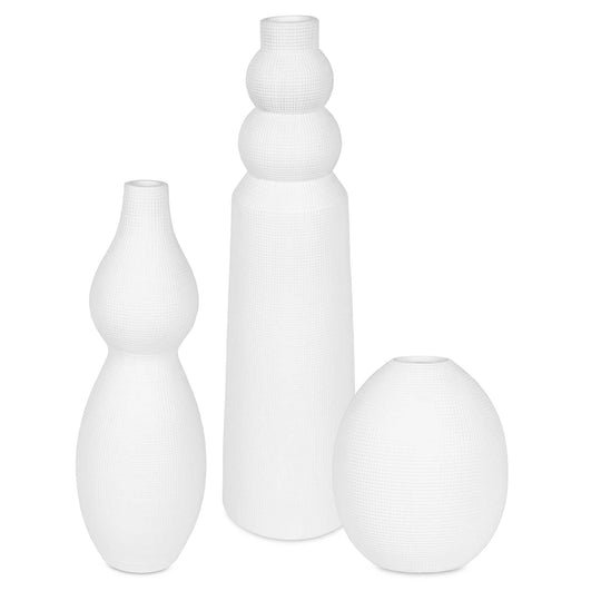 American Home Furniture Uttermost Forma White Ceramic Vases Set of 3