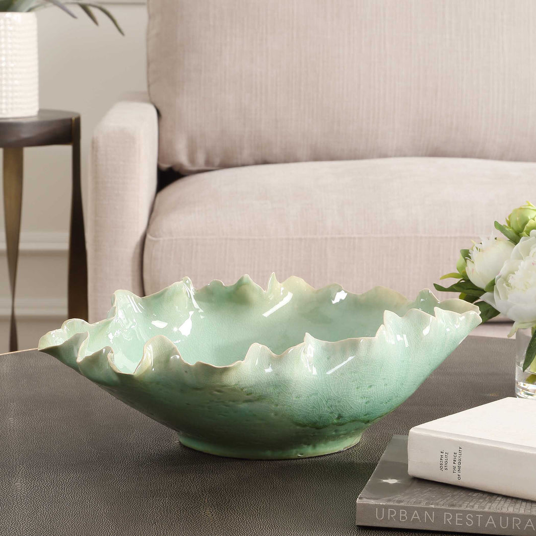 American Home Furniture Uttermost Lila Green Glass Bowl