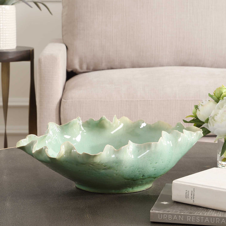 American Home Furniture Uttermost Lila Green Glass Bowl