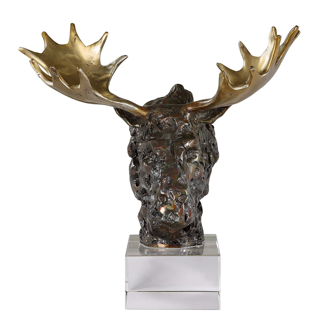 American Home Furniture Uttermost Moose Bust Bronze Sculpture