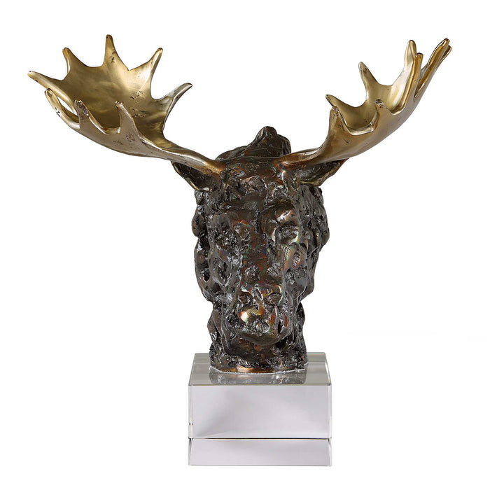 American Home Furniture Uttermost Moose Bust Bronze Sculpture