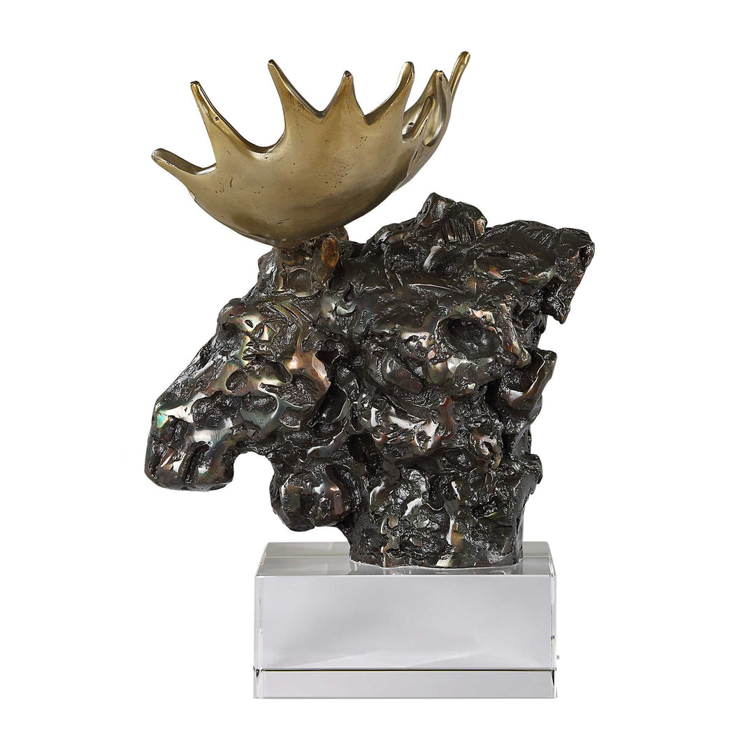 American Home Furniture Uttermost Moose Bust Bronze Sculpture