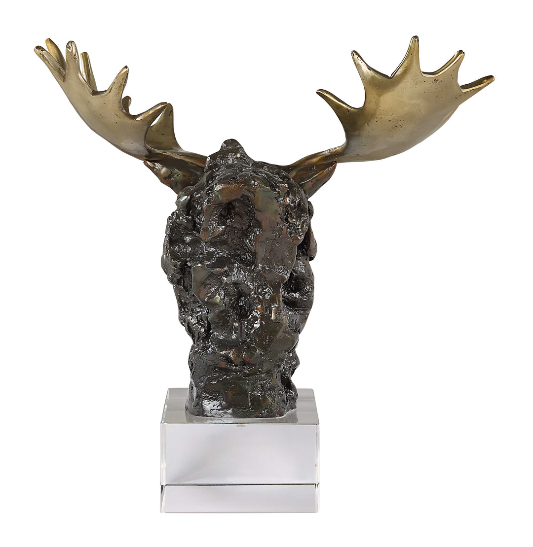 American Home Furniture Uttermost Moose Bust Bronze Sculpture