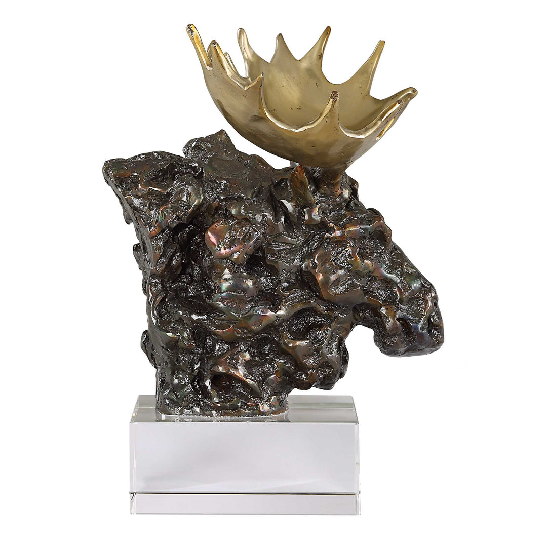 American Home Furniture Uttermost Moose Bust Bronze Sculpture