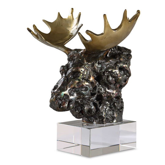 American Home Furniture Uttermost Moose Bust Bronze Sculpture